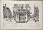 Vintage BRUCE MCCOMBS 'Street Corner' URBAN Pop Art Scene ETCHING - Coca Cola