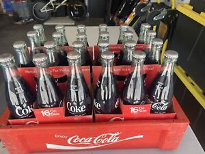 ?1980’S Vintage Coca Cola CRATE WITH (24) Original GLASS 16 OZ. Cokes Unopened