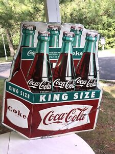 New ListingVERY RARE HARD TO FIND COCA-COLA KING SIZE SIX PACK METAL SIGN EMBOSSED 36”x30”