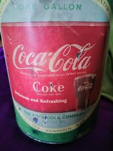 Vintage 1940's Coca-Cola (Coke) 1-Gallon Tin Syrup Canister with Paper Label