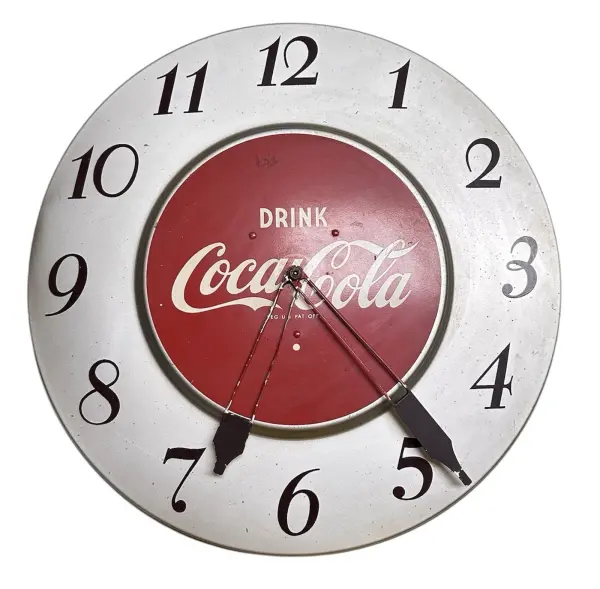1940s 1950s GE Metal Drink Coca-Cola Soda Wall Clock WORKS! Soft Drink Sign
