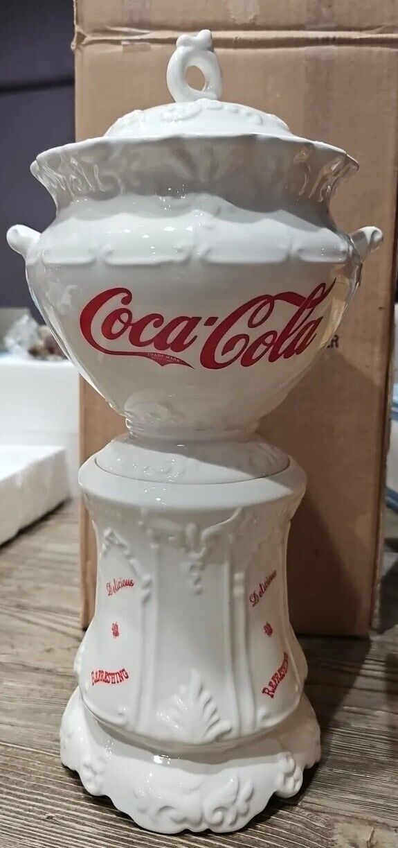 14" Coca-Cola Cookie Jar Vase Vintage Victorian Style Coke Syrup Dispenser 1998