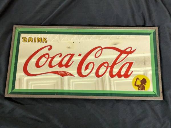Antique Sign Coca Cola Mirror Original 1930s Pre War Advertising Soda Fountain