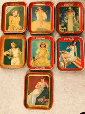 Rare Lot Vintage coke trays 1930-1939 Seven Beautiful Trays Original & Rare Wow!