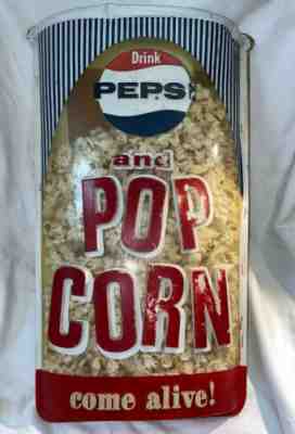 Rare Vintage Pepsi-Cola Movie Theater Popcorn Advertising Display Real Popcorn