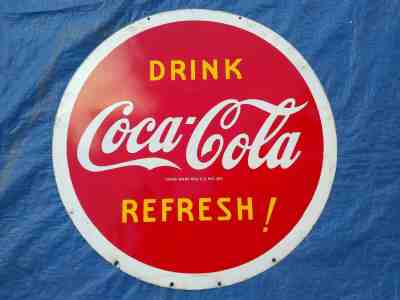 Vintage Coca Cola Double Sided Porcelain Lollipop Sign USA 1941