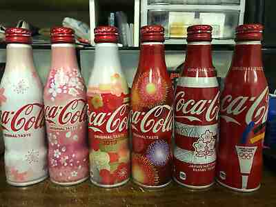 Japan 2017-19 Coca-Cola COKE bottle x6 empty top-sealed SAKURA New Year RUGBY B