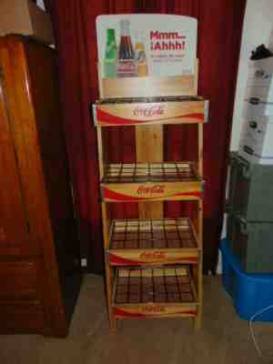 Coca Cola Coke 4 Tier Wooden Advertising Store Display Stand Rack