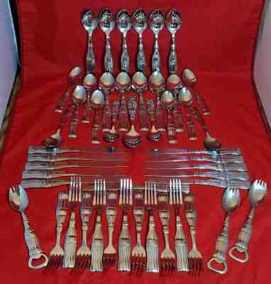 Coca-Cola Bottle Stainless Steel Flatware Gibson 48 Pcs Coke Utensils Silverware