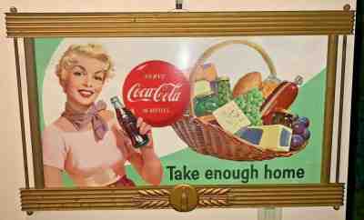 1940's COCA-COLA KAY DISPLAYS WOOD FRAME W LITHOGRAPH CARDBOARD COKE SIGN AD