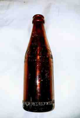 Vintage Original Old Straight Side Amber Brown Coca Cola Bottle Rockwood TN