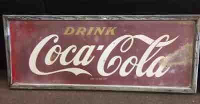 Antique 1948 Pause Drink Coca Cola Soda LARGE Metal & Wood Trim Sign 59 X 24