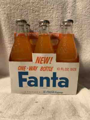 RARE FULL 10oz FANTA ORANGE SODA 6pack ONE WAY NO DEPOSIT BOTTLES AND CARTON