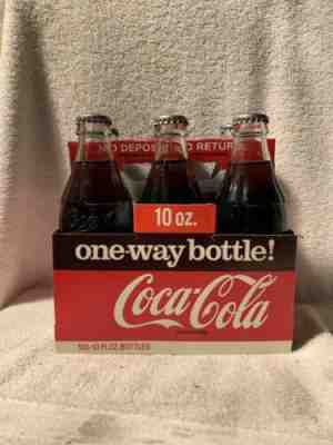 RARE FULL 10oz COCA-COLA 6pack ONE WAY NO DEPOSIT BOTTLES AND CARTON