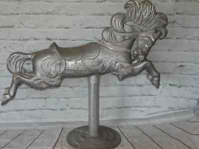 RARE VINTAGE 1950'S COCA COLA CAROUSEL HORSE ON BASE LARGE CAST ALUMINUM 4' TALL