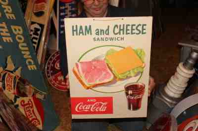 Vintage 1953 Coca Cola Ham & Cheese Sandwich Soda Pop Restaurant 17" Sign