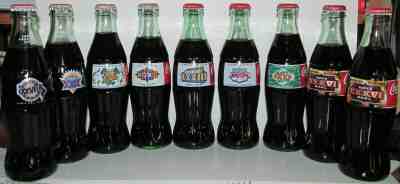 Coca-Cola NFL Football Super Bowl Coke Nine (9) Bottle 28 29 31 32 33 34 35 2-36