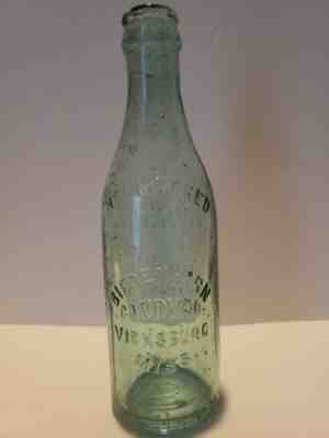 Vintage BIEDENHARN CANDY COMPANY Coca Cola Bottle Vicksburg MS 7 3/4" Tall