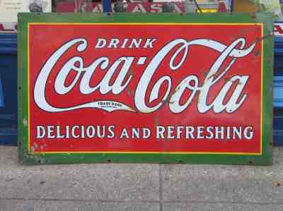 Vintage 1932 Original Coca-Cola Double Sided Enameled Porcelain Advertising Sign
