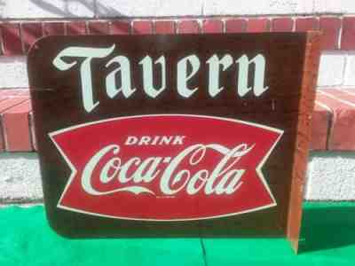 Vintage 1959 Tavern Bar Coca Cola Coke Metal Flange Sign
