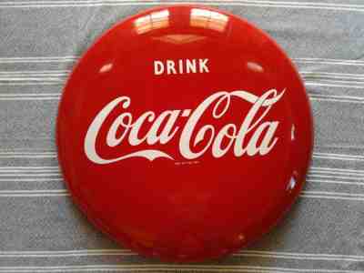 Original Coca-Cola Vintage Porcelain Display Sign 1950's RARE Very Good Cond 24"