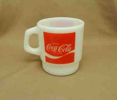Coca-Cola Coffee Cup Vintage Anchor Hocking Red & White Milk Glass