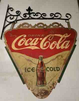 VINTAGE COLLECTIBLE COCA COLA ADVERTISING SIGN WITH HANGER