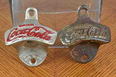 Pair of VTG Starr X Drink Coca Cola Wall Mount Bottle Cap Openers 1929 and 1943