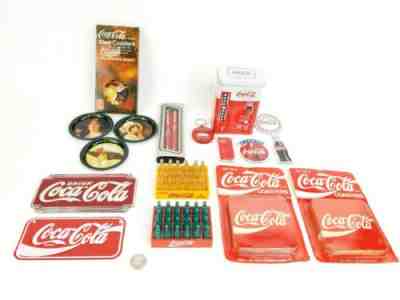 VINTAGE COCA COLA COLLECTION COASTERS MAGNETS TIN MINI-SIGNS PEN PENCIL SET