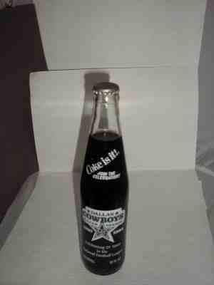 VINTAGE COCA COLA (COKE) BOTTLE, DALLAS COWBOYS 25TH ANNIVERSARY BOTTLE 1960-84