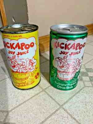 VINTAGE SODA CAN RARE KICKAPOO JOY JUICE CANS 1965.1977 TWO KICKAPOO CANS NICE