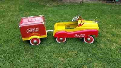 Retro Coca Cola Pedal Car, Trailer and Cooler Never Used By Gearbox 