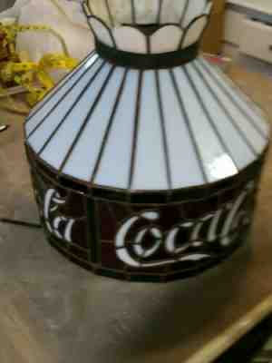 Coca Cola 19" x15" Stain Glass shade Coke Hanging Lamp Fixture 