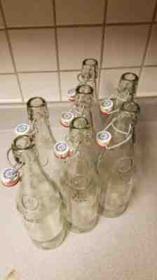 Set Of 7 1895 Geyer Freres Maison Fondee EN Glass Bottles France Bail Clasp