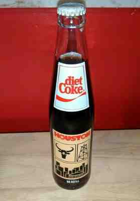 Vintage Houston Texas 1983 Diet Coke Cola Glass Bottle Full New