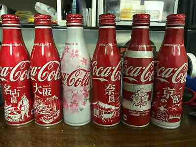 Japan 2017-19 Coca-Cola COKE bottle x6 empty open NAGOYA Osaka KYOTO Nara SAKURA