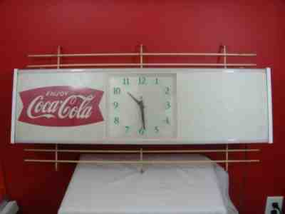 Original Vintage 1950's Coca-Cola Lighted Fishtail Logo Clock Sign