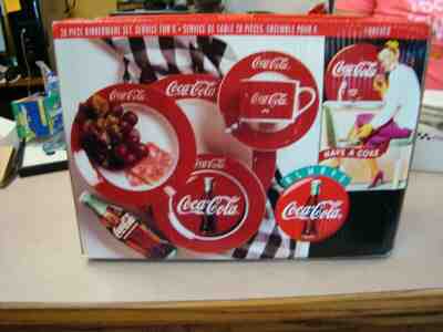 Coca Cola Dinnerware Set 20 Piece vintage dishes set NEW IN BOX