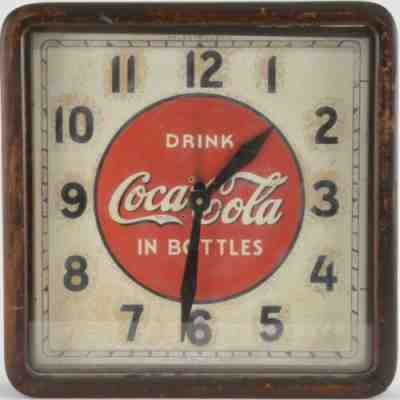 Coca Cola 1939 Selectoclock Wooden Case Wall Clock & Free Norman Rockwell Poster