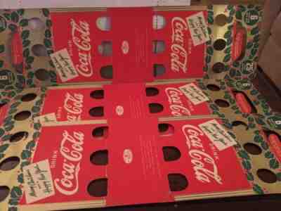Three(3) Coca-Cola Dated 1938 Bottle Carrier Merry Christmas 6 Pack 25 Cents