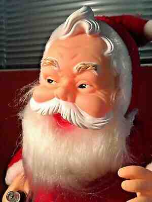 Coca-Cola 1984 Rushton Dakin Plush Santa Claus Doll White Boots w/ Coke Bottle