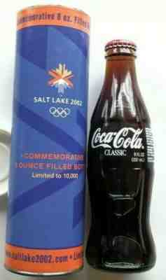 Coca-Cola Coke 2002 Salt Lake City Winter Olympics Collectible Bottles with Tube