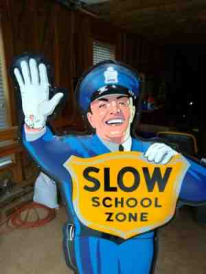 Coca Cola Fishtail School Guard Crossing Policeman Double Sided Sign