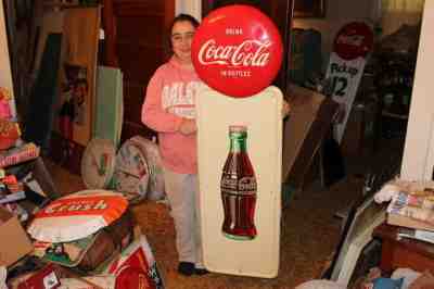 Rare Large Vintage 1947 Coca Cola Soda Pop Gas Station 54" Metal Sign