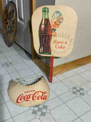 VINTAGE COCA COLA SIGN ADVERTISING 1950S COCA COLA SPRITE BOY COKE BOY FAN VISOR