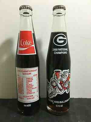 VINTAGE COKE COCA COLA BOTTLE 1980 UGA GEORGIA BULLDOGS NATIONAL CHAMPIONS X 2