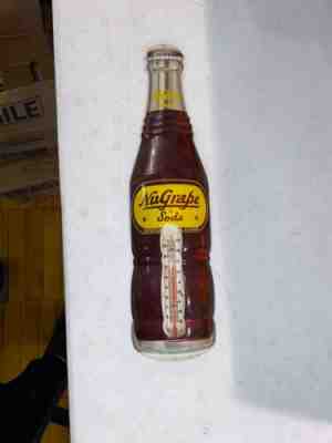 Original Vintage NuGrape Soda Pop Gas Station 17" Thermometer Sign Work Nm