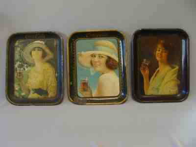 Original 1920 1922 1923 Coca Cola Serving Trays Vintage Coke