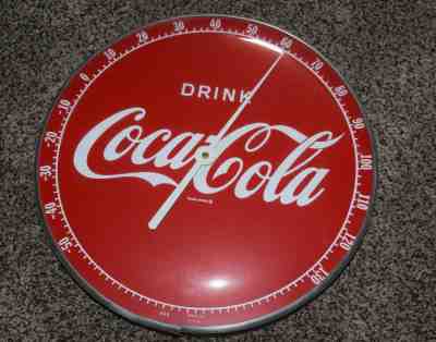 Rare 1950's Coca Cola Thermometer 12" Round  Glass--Nice!