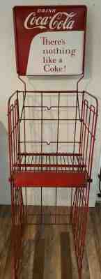 1950's Coca Cola BOTTLE CRATE RACK & SIGN Display "There's Nothing Like a Coke" 